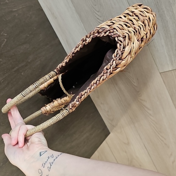 Straw Studios Woven Rattan Circle Boho Hand Bag Purse - Picture 5 of 12